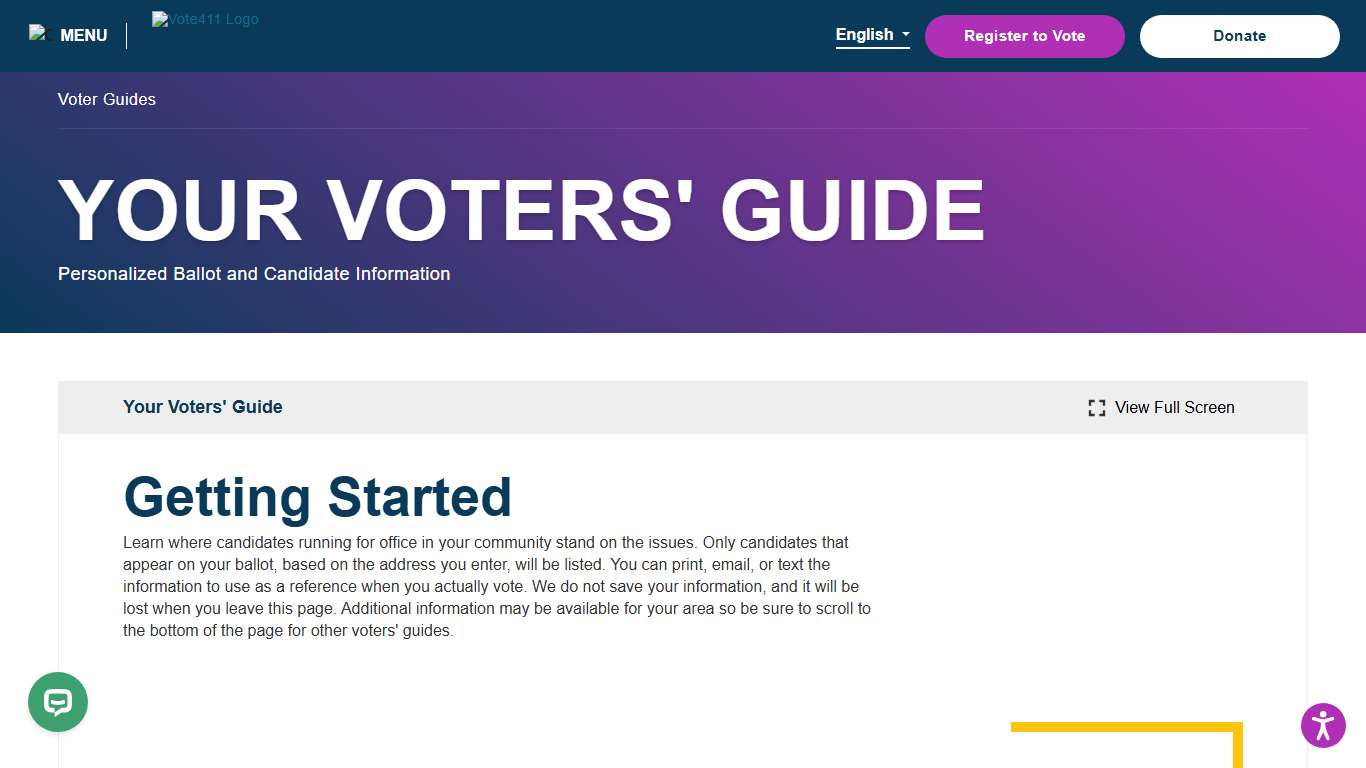 Personalized Ballot VOTE411